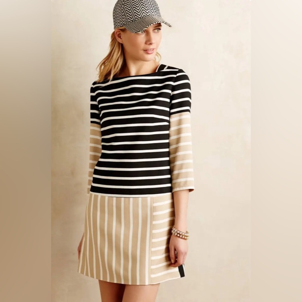 ANTHRO. 4 COLLECTIVE || Stripe Block Tunic Dress. Sz. 10